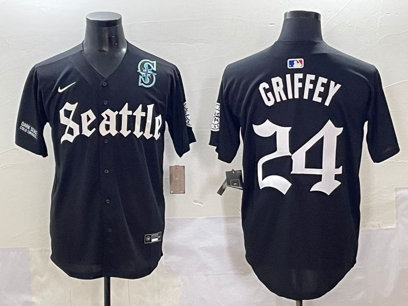 Men 2025 Seattle Mariners #24 Griffey Black Five generations Joint Name Nike MLB Jersey style 18